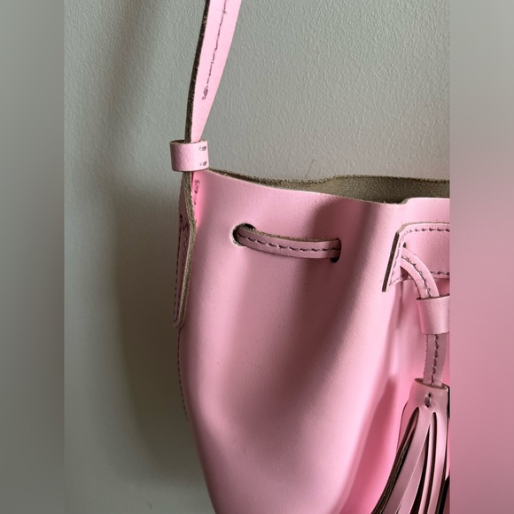 J.Crew Pink Crossbody Leather Bucket Bag - Picture 5 of 9